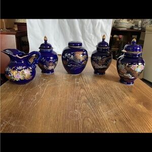 Elegant Blue Ceramic Vase Set